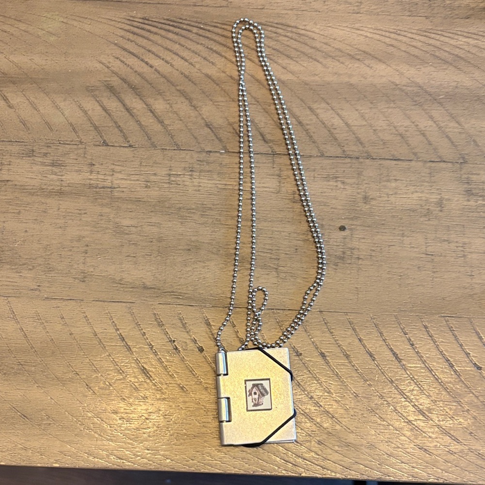 Silver Book Locket Necklace